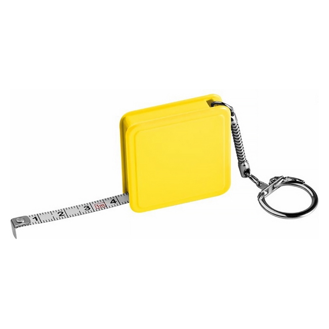 11855-02-01 Рулетка-брелок у пластиковому корпусі, сталева стрічка з кільцем з карабіном для ключів. Колір на вибір . Тамподрук на корпусі. Ціна вказана за одиницю .